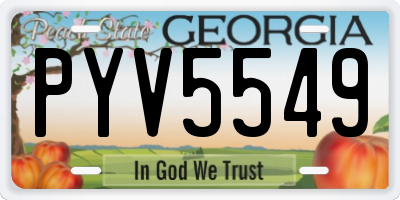 GA license plate PYV5549