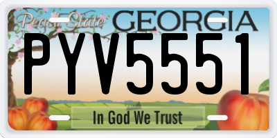 GA license plate PYV5551