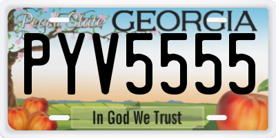 GA license plate PYV5555