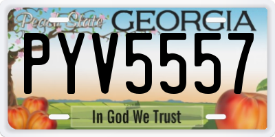 GA license plate PYV5557