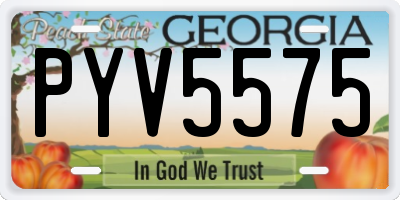 GA license plate PYV5575