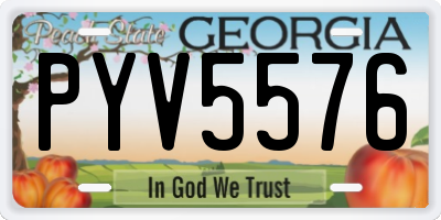 GA license plate PYV5576