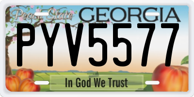 GA license plate PYV5577