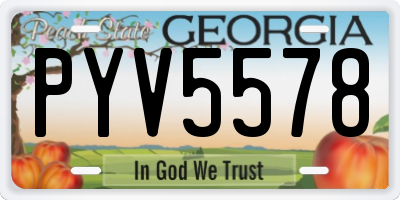 GA license plate PYV5578