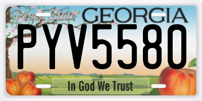 GA license plate PYV5580
