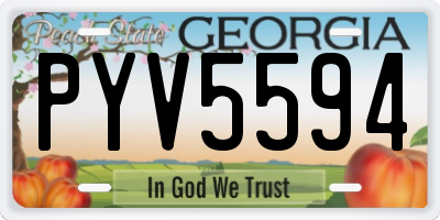 GA license plate PYV5594