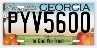GA license plate PYV5600