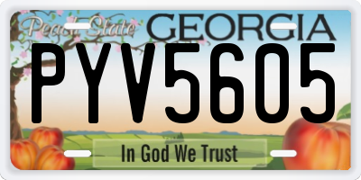 GA license plate PYV5605