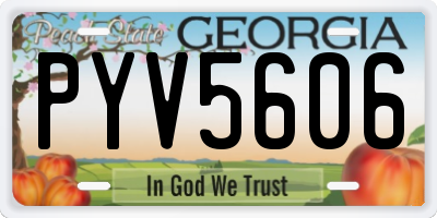 GA license plate PYV5606