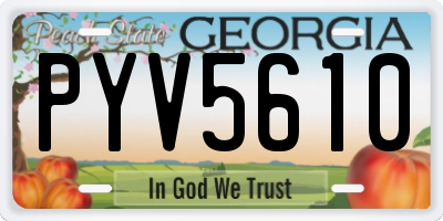 GA license plate PYV5610