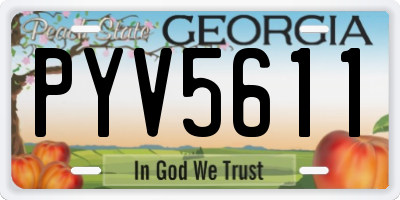 GA license plate PYV5611