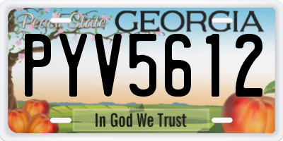GA license plate PYV5612