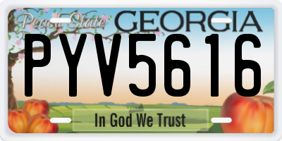 GA license plate PYV5616