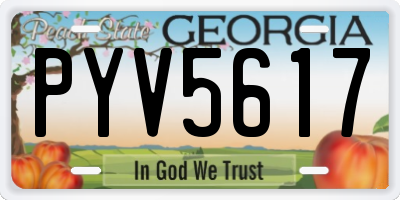 GA license plate PYV5617