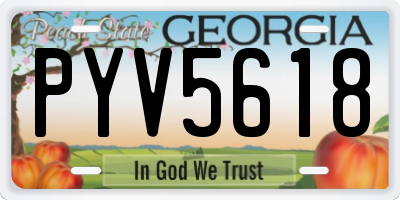 GA license plate PYV5618