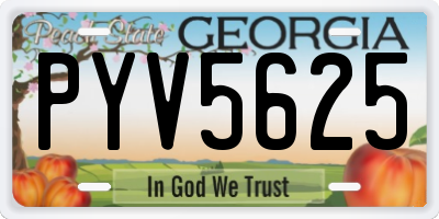 GA license plate PYV5625