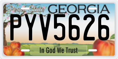 GA license plate PYV5626