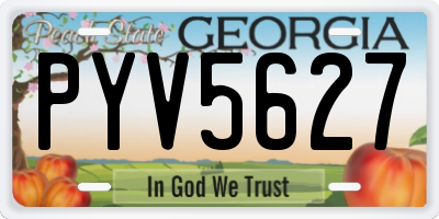 GA license plate PYV5627
