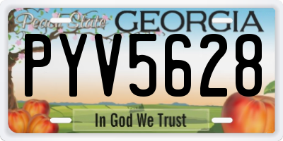 GA license plate PYV5628