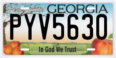 GA license plate PYV5630