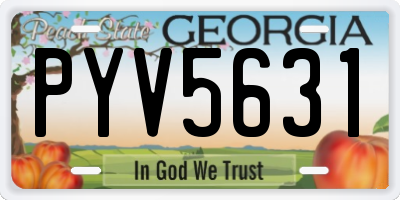 GA license plate PYV5631