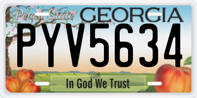 GA license plate PYV5634