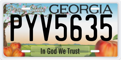 GA license plate PYV5635