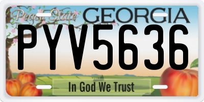GA license plate PYV5636