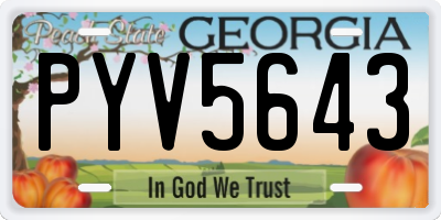 GA license plate PYV5643