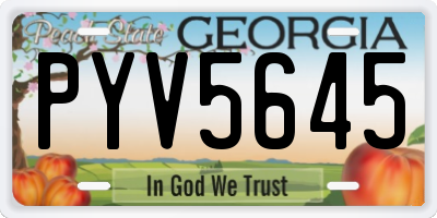GA license plate PYV5645