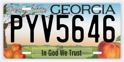 GA license plate PYV5646