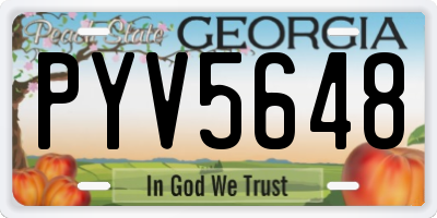 GA license plate PYV5648