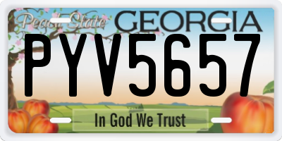 GA license plate PYV5657