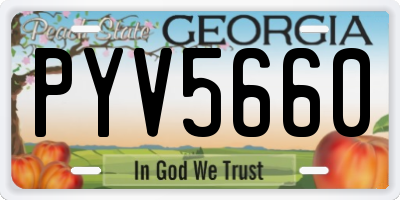GA license plate PYV5660