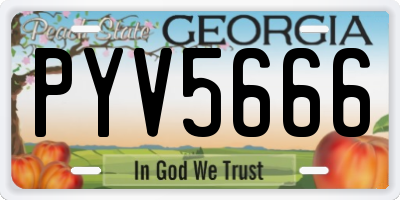 GA license plate PYV5666