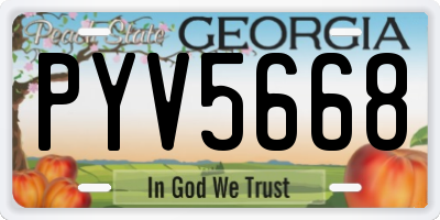 GA license plate PYV5668