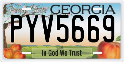 GA license plate PYV5669