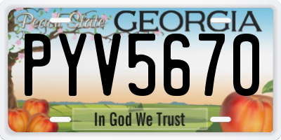 GA license plate PYV5670