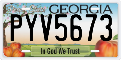 GA license plate PYV5673