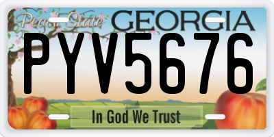 GA license plate PYV5676