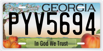 GA license plate PYV5694