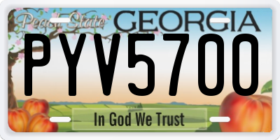 GA license plate PYV5700