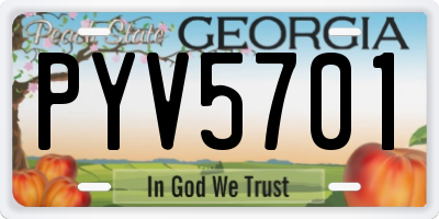 GA license plate PYV5701