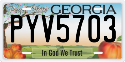 GA license plate PYV5703