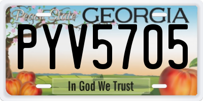GA license plate PYV5705