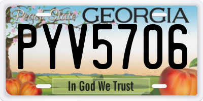 GA license plate PYV5706