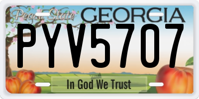 GA license plate PYV5707