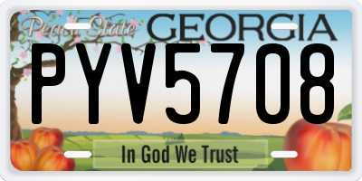 GA license plate PYV5708