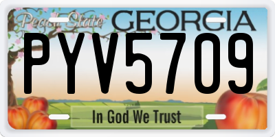 GA license plate PYV5709