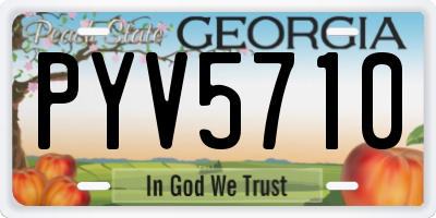 GA license plate PYV5710